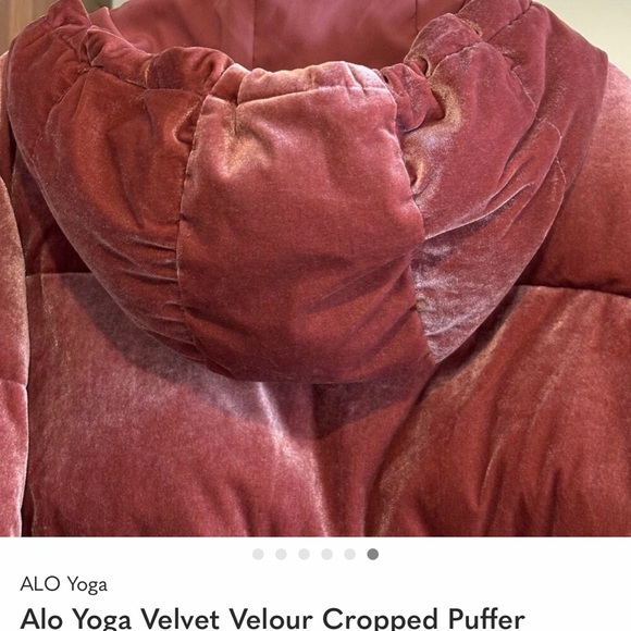Alo Yoga Velvet Velour Cropped Puffer Jacket Coat Rosewood Pink Size M - Picture 13 of 13